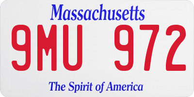 MA license plate 9MU972