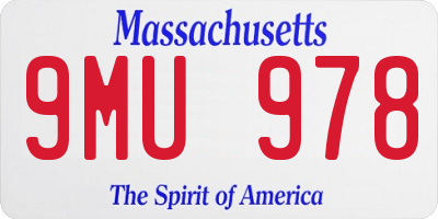 MA license plate 9MU978