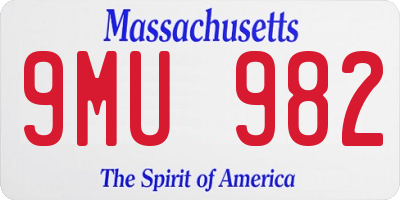 MA license plate 9MU982