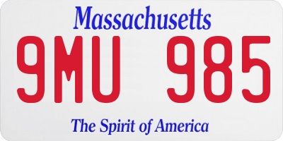 MA license plate 9MU985