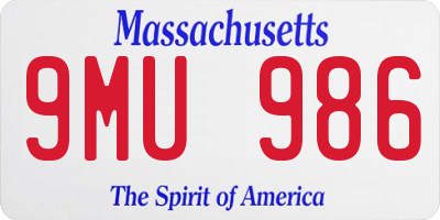 MA license plate 9MU986