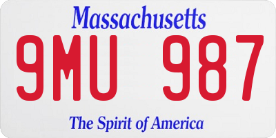 MA license plate 9MU987