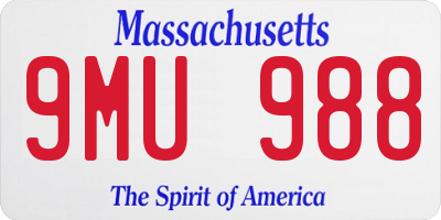 MA license plate 9MU988