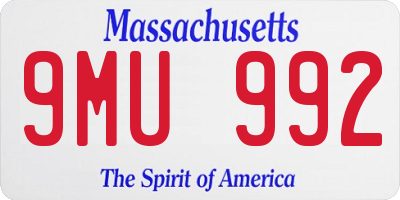 MA license plate 9MU992