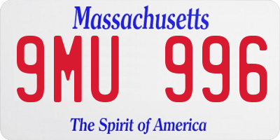 MA license plate 9MU996