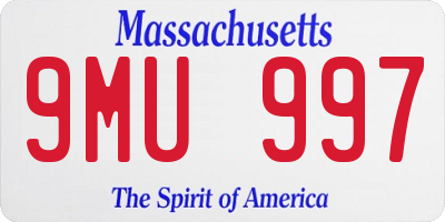 MA license plate 9MU997
