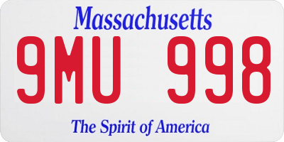 MA license plate 9MU998