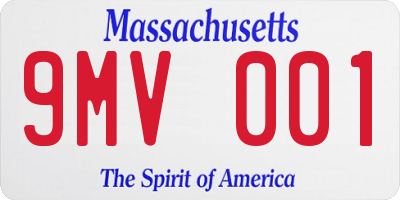 MA license plate 9MV001