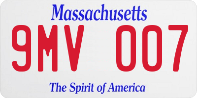 MA license plate 9MV007