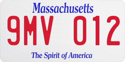 MA license plate 9MV012