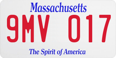 MA license plate 9MV017