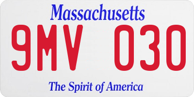 MA license plate 9MV030