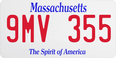 MA license plate 9MV355
