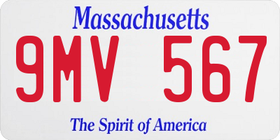 MA license plate 9MV567