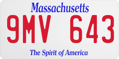 MA license plate 9MV643