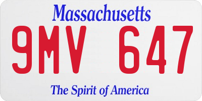 MA license plate 9MV647