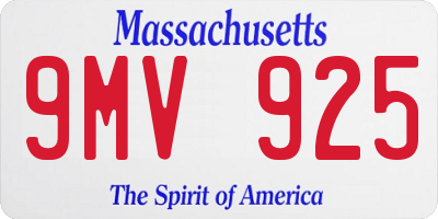 MA license plate 9MV925