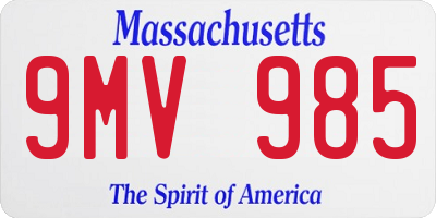MA license plate 9MV985