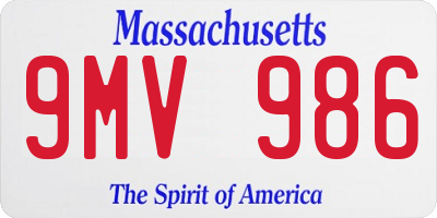 MA license plate 9MV986