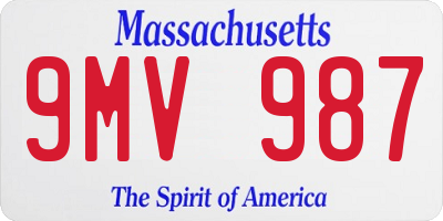 MA license plate 9MV987