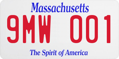 MA license plate 9MW001