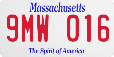 MA license plate 9MW016