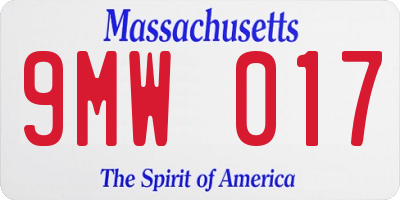 MA license plate 9MW017