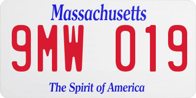MA license plate 9MW019