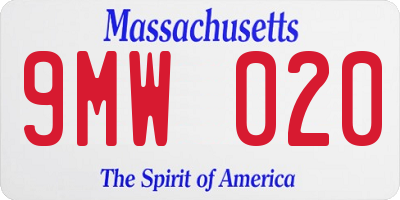 MA license plate 9MW020