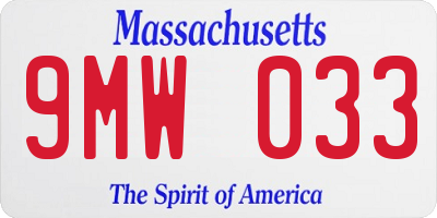 MA license plate 9MW033