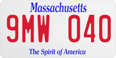 MA license plate 9MW040