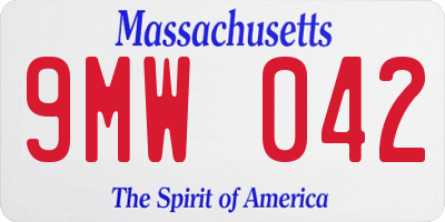 MA license plate 9MW042