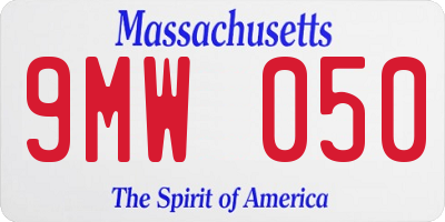 MA license plate 9MW050