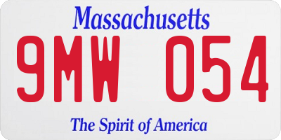 MA license plate 9MW054