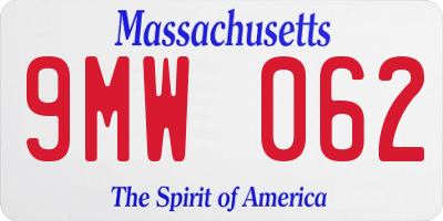MA license plate 9MW062