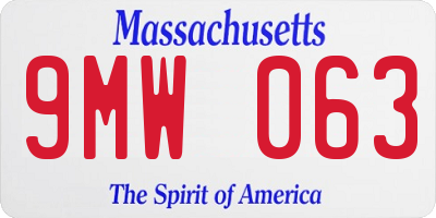 MA license plate 9MW063