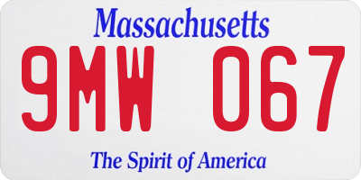 MA license plate 9MW067