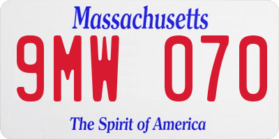 MA license plate 9MW070