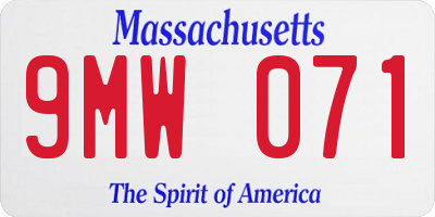 MA license plate 9MW071
