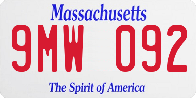 MA license plate 9MW092