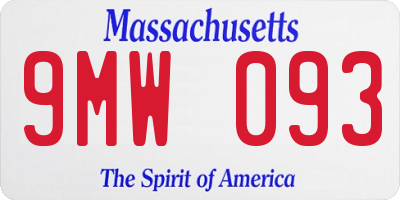 MA license plate 9MW093