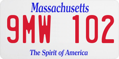 MA license plate 9MW102