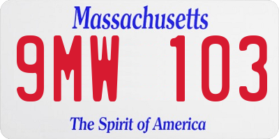 MA license plate 9MW103