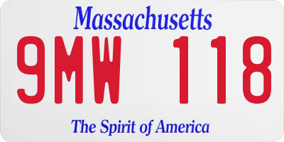 MA license plate 9MW118