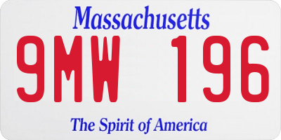 MA license plate 9MW196