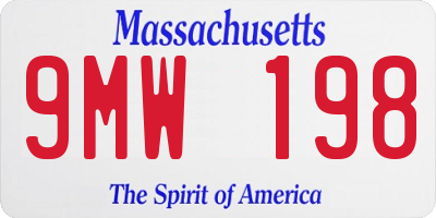 MA license plate 9MW198