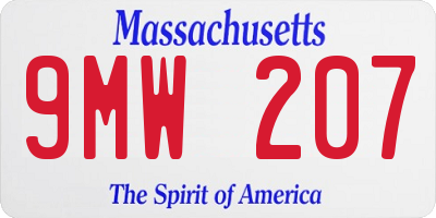 MA license plate 9MW207