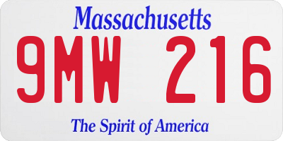 MA license plate 9MW216