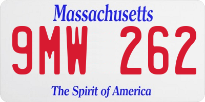 MA license plate 9MW262
