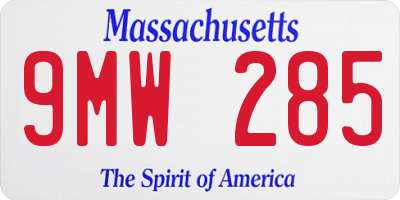 MA license plate 9MW285
